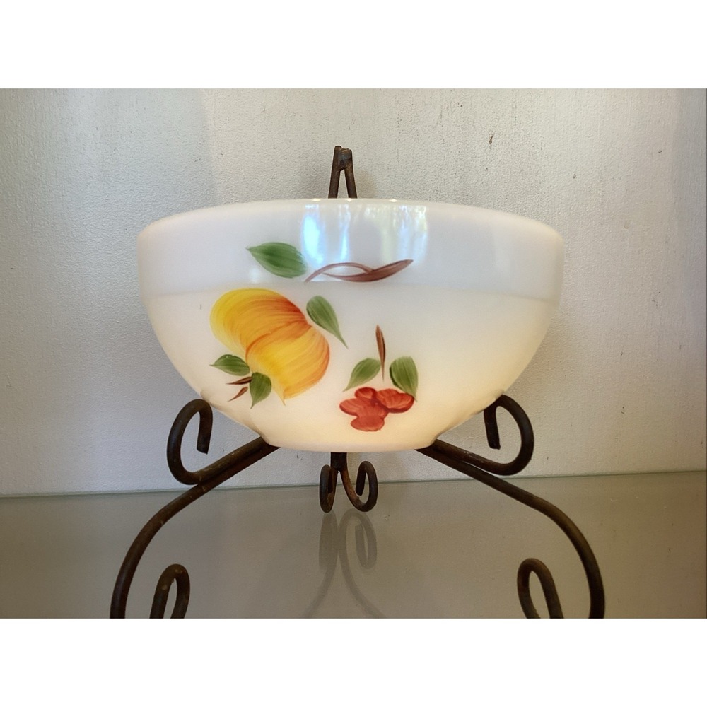 Fire King Gay Fad Fruit Pattern 7 1/4" Mixing Bowl Serving Glass 13 Oven Ware